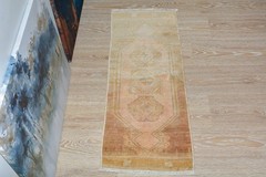 Vintage Turkish Oushak Rug 1’2×3’4 ft, Small Modern Rug, Multicolor Neutral Mat