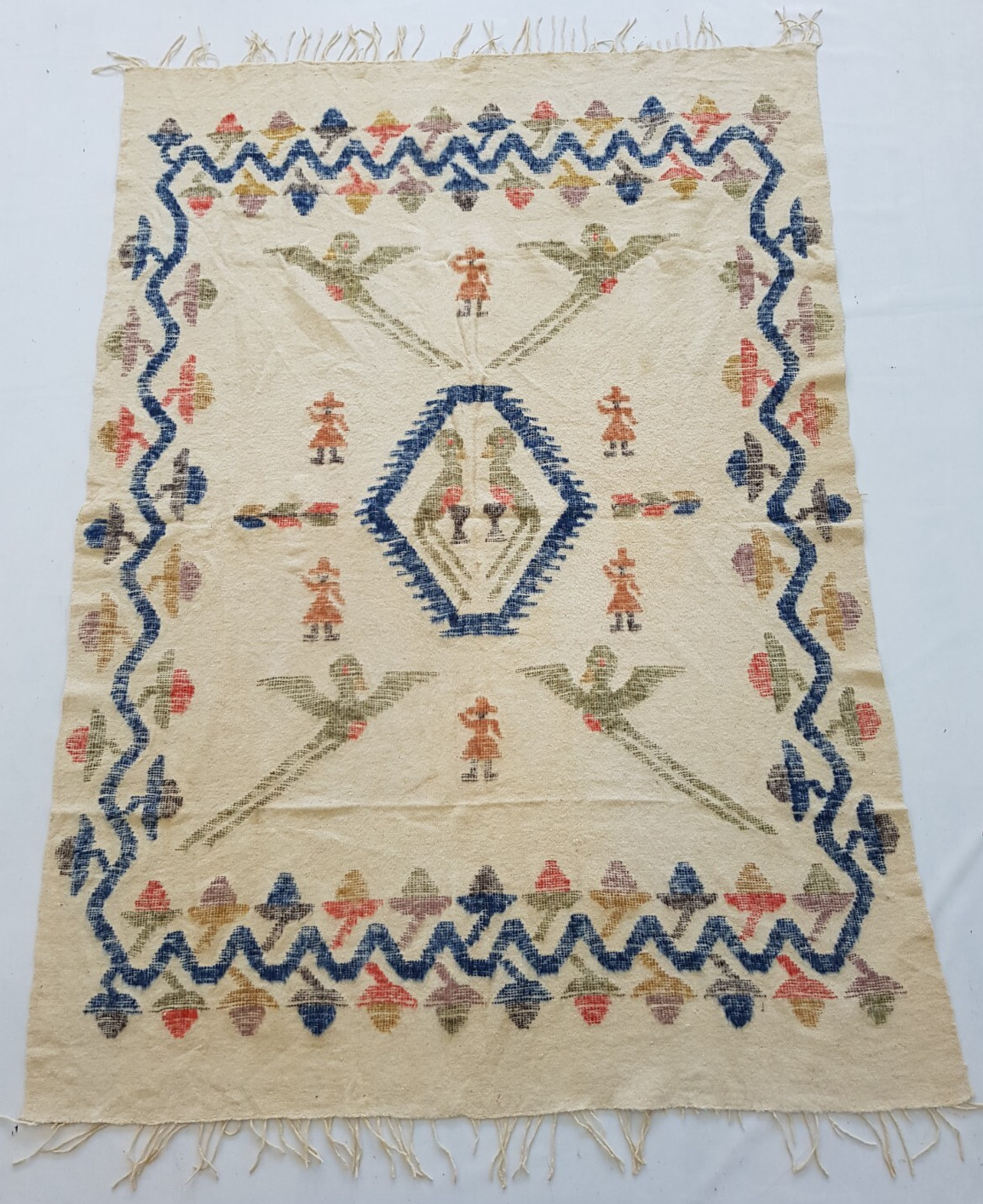 Vintage Handmade Traditional Beautiful Afghani Kilim Floor Rug Carpet 197x143 cm gallery