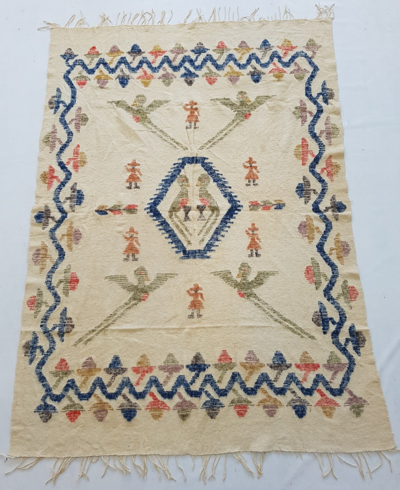 Vintage Handmade Traditional Beautiful Afghani Kilim Floor Rug Carpet 197x143 cm