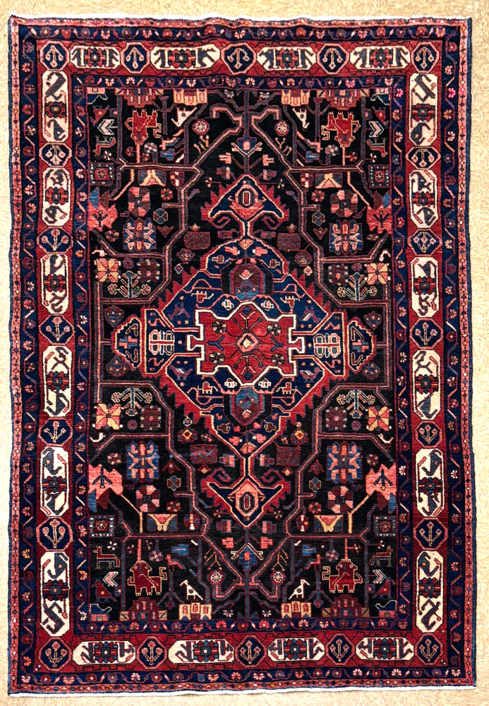 5x10 Tribal Nahavand Wool Hand Knotted Runner Rug Navy Blue Red Oriental Carpet