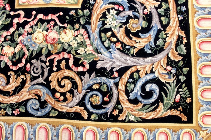 10X13 MAGNIFICENT ANTIQUE HANDMADE VEGETABLE DYE AUBUSSON NEEDLEPOINT WOOL RUG gallery