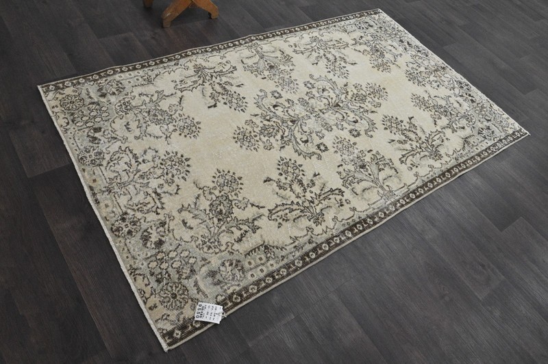 Oushak Turkish Vintage Rug 4x7 Kilim Rug Anatolian Handmade Boho Decor BEIGE gallery