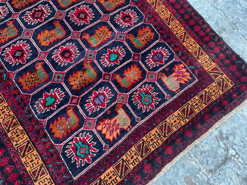 4x6 Vintage Pictorial Soft Decor Rug - Wool, Tribal Pattern Nomadic Art Rug gallery