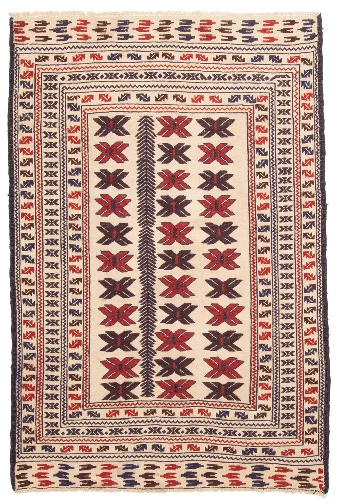 Vintage Hand Woven Area Rug 4'1" x 6'1" Traditional Wool Oriental Carpet