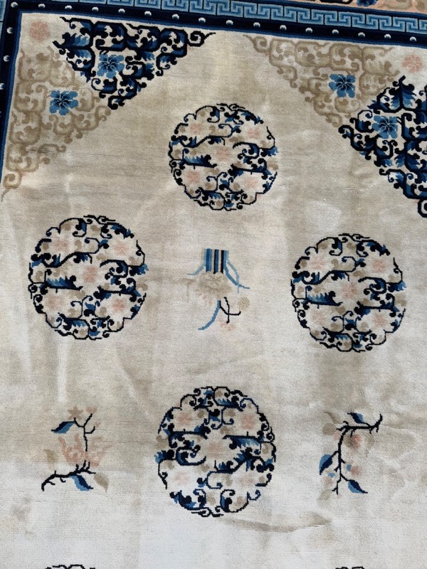 Vintage Fabulous Hand Knotted China Peking Art Deco Wool Rug Carpet 243x151 Cm gallery