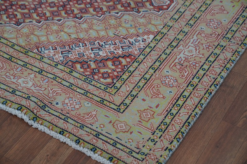 Geometric Rust Wool Traditional Living Room Area Rug Vintage Handmade Rug 6x9 gallery