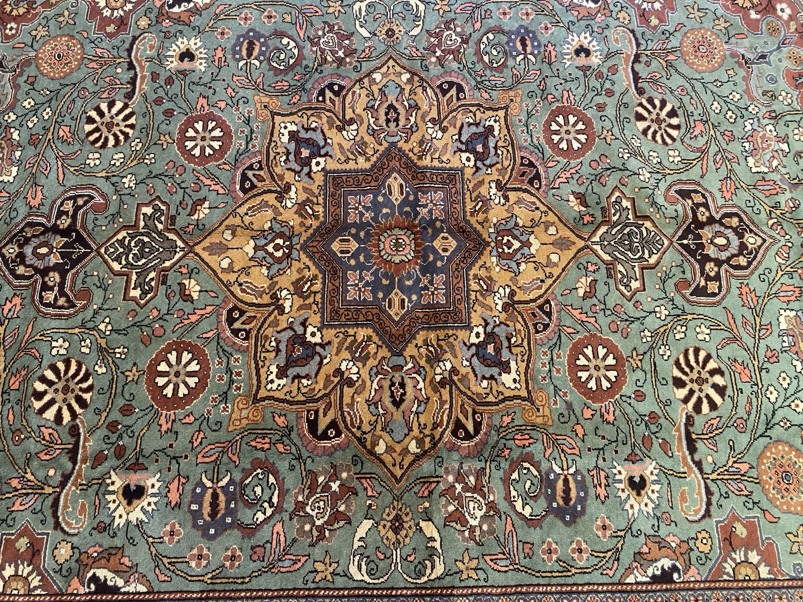 Rare Antique 1930-1940s Wool Pile Natural Dye Kayseri Bunyan Area Rug 6’5”x10’8” gallery