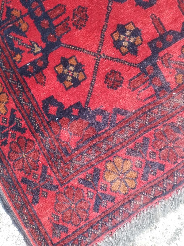 Vintage Distressed Hand Made Traditional Oriental Wool Red Rug 289x83cm gallery