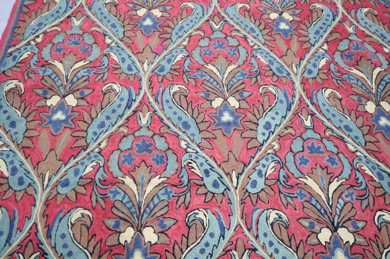 Vintage Silk Kashmiri Chain Stitch Handmade Rug 3ft 6" x 5ft 4" gallery