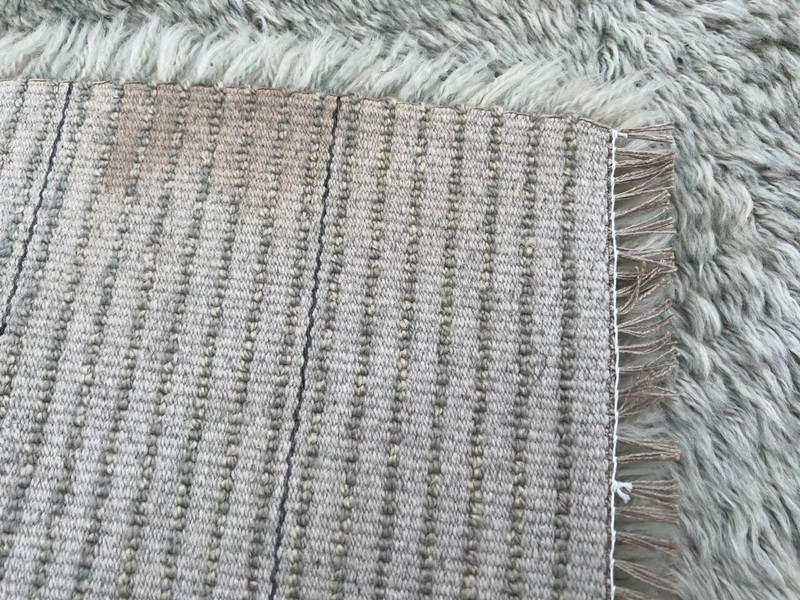 Vintage Swedish Mid Century Rya Rug Scandinavian Wool Flokati Carpet 3'7x4'7 ft gallery