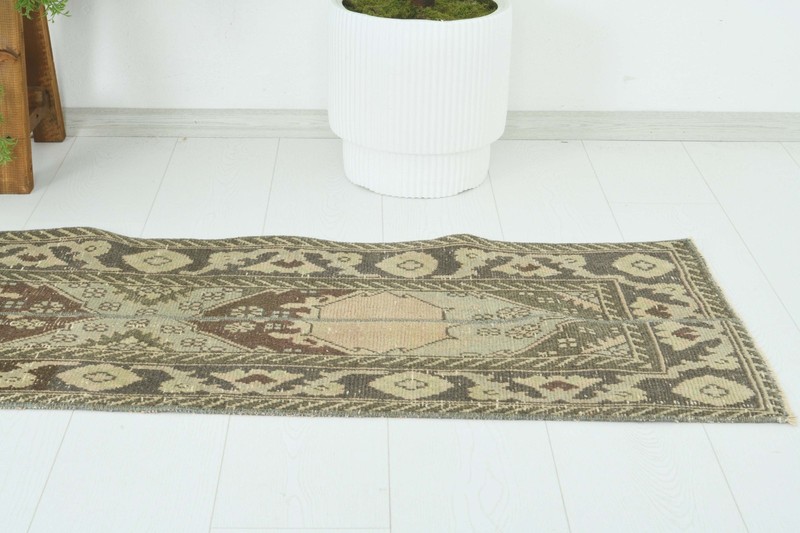 Turkish Runner Rug 2x12 Hand-Knotted Vintage Narrow Oriental Rug Carpet,1507 gallery