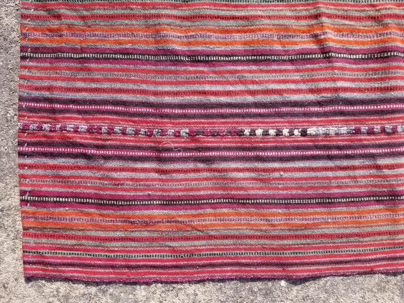 Vintage Traditional Handmade Striped Oriental Multicolor Kilim 87x87 inches gallery