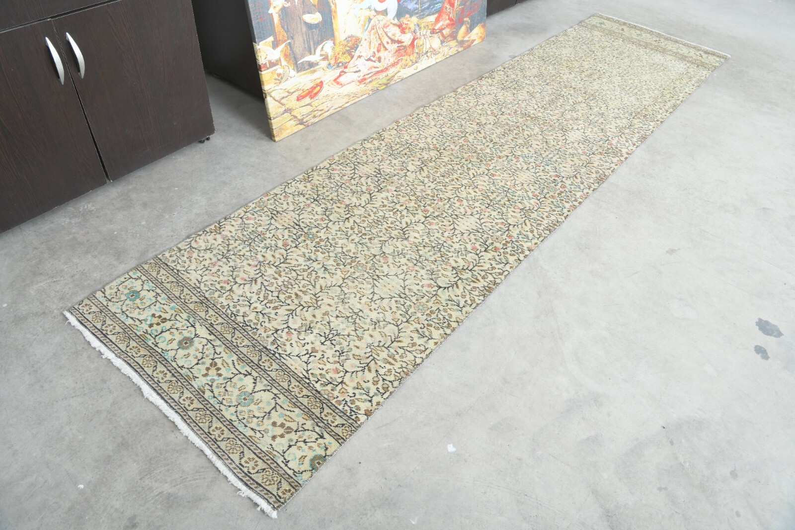 Turkish Rug Runner Hand-Knotted Carpet Vintage Runner Oushak Rug 2x10 ft,1205 gallery