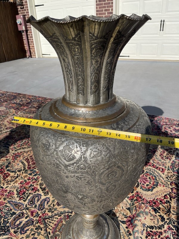 12x18 ANTIQUE LAVER KERMON HAND-KNOTTED CARPET, HISTORIC CARVED URNS, 2 SAMOVARS gallery