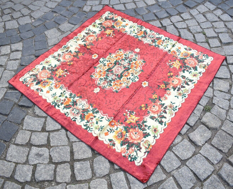 Velvet Table Cover Rug 45'' x 46'' Anatolian Sofa Cover Velvet Table Cover Rug gallery
