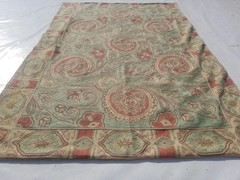 Vintage Traditional Handmade Kashmiri Chain-stitch Wool Green Kilim 5.8×3.11ft