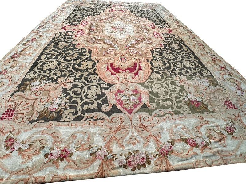 16x23 Antique French Aubusson Handmade Oversized Area Rug Napoleon III c.1860 gallery