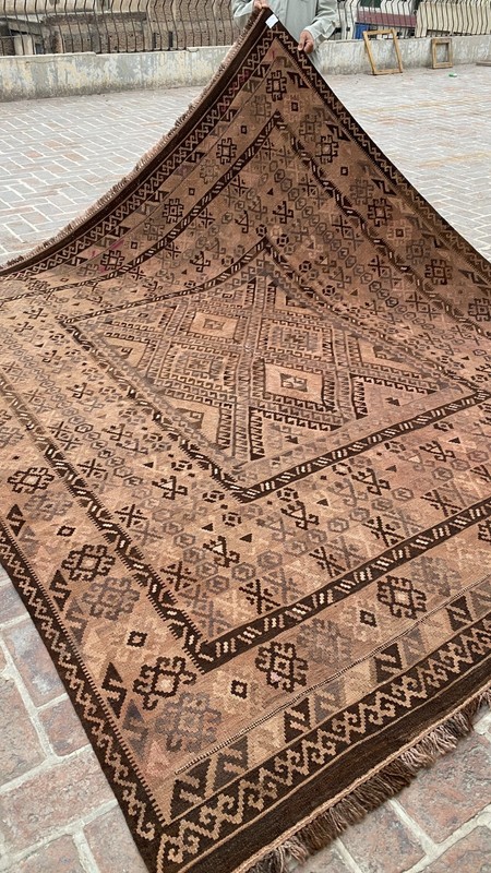 Terracotta Brown 8.3x10ft Handwoven Tribal Kilim Rug Turkish Style Vintage rug gallery
