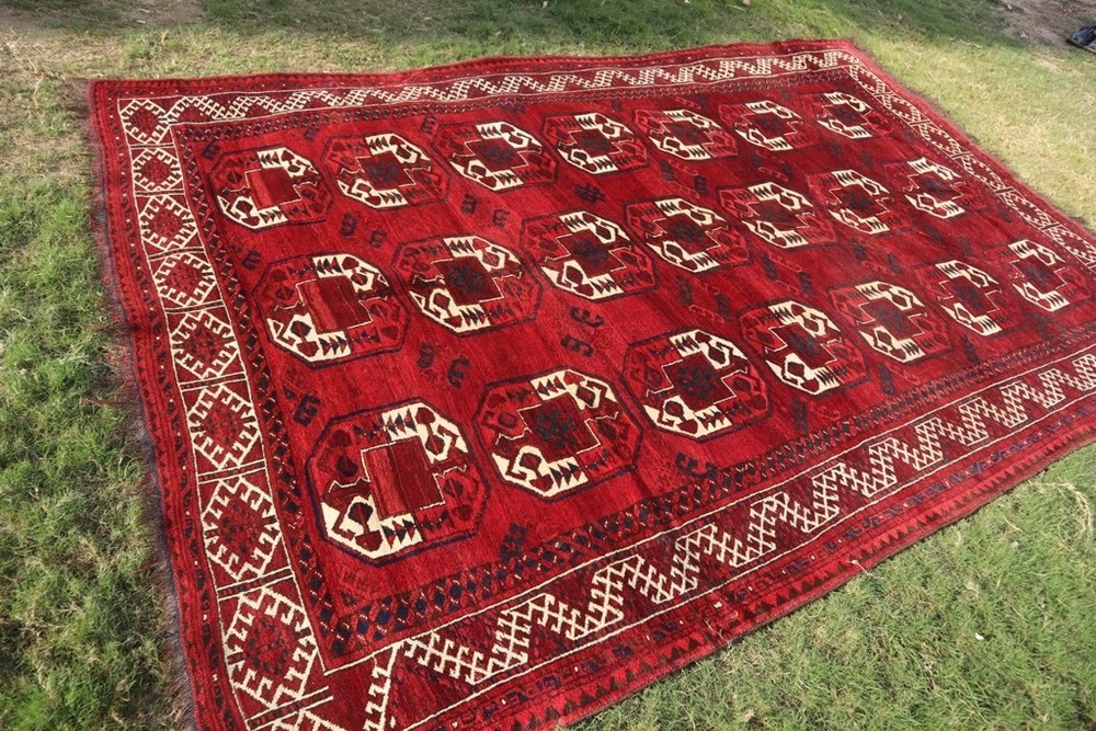 7 X 11 COLLECTORS' PIECE Antique Above 100 Years Old Ersari Turkmenistan Russian