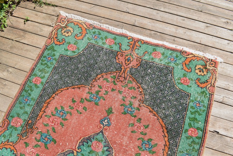Turkish Rug 3x6 Handwoven Oushak Rug 114x206cm Natural Wool Carpet Muted Rug gallery