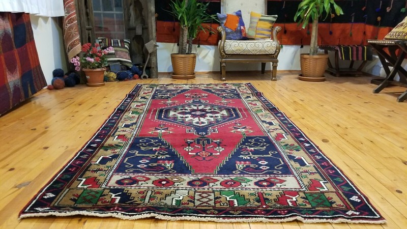 Genuine Antique 1900-1939s Indigo Dyes Wool Pile Tribal Area Rug 4’x 8’2” gallery
