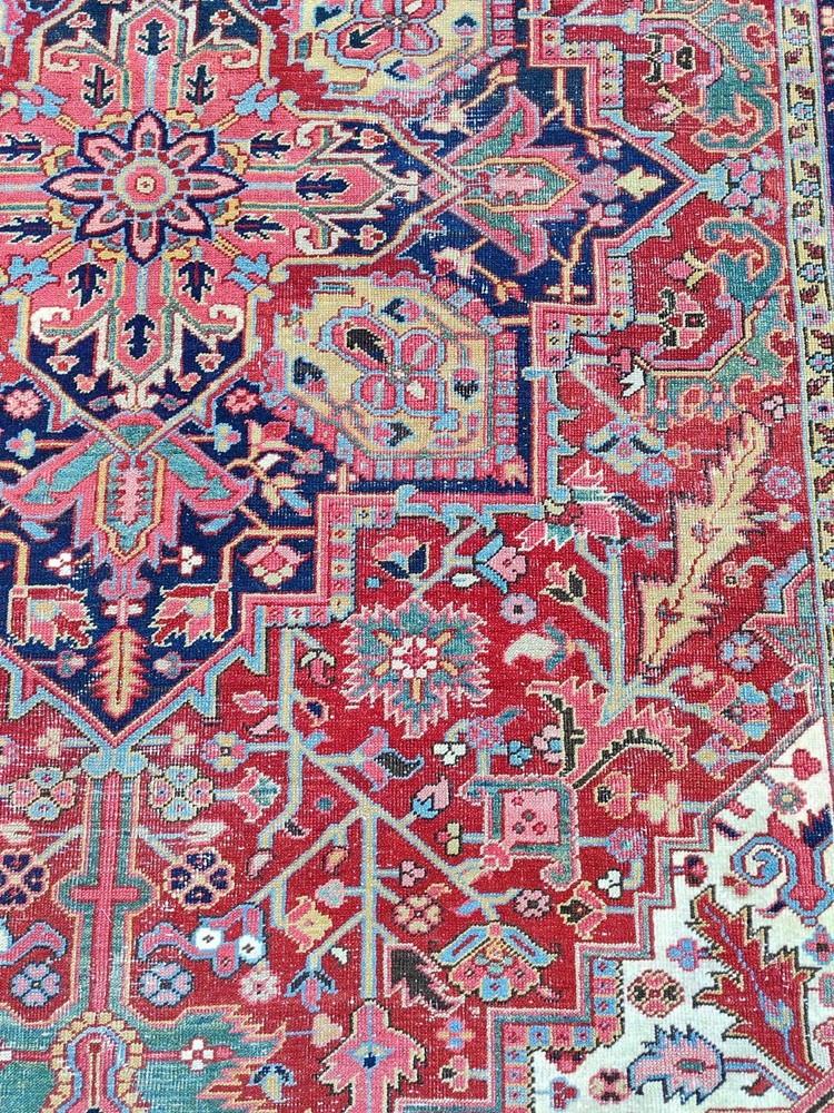 Rare Antique rug 8x11, colorful Heriz rug 8x11 vintage, Oriental rug, Large rug