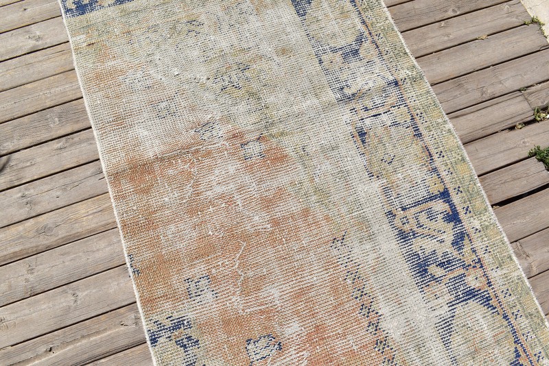 Turkish 34x115 in Oushak Rug 2x9 Natural Wool Runner Hallway Kitchen Carpet gallery
