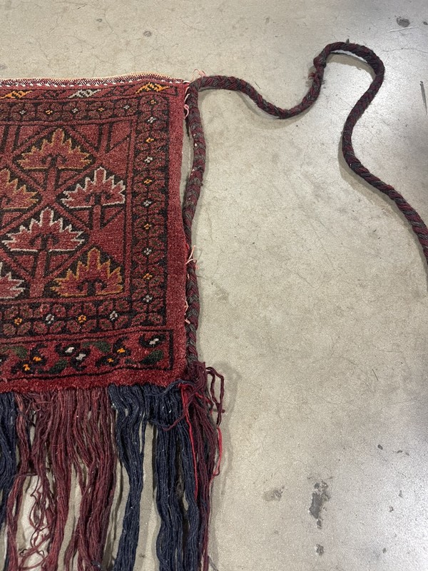 Antique Turkoman Saryk Yomud Torba Complete With Skirt Long Tassels14x46" gallery