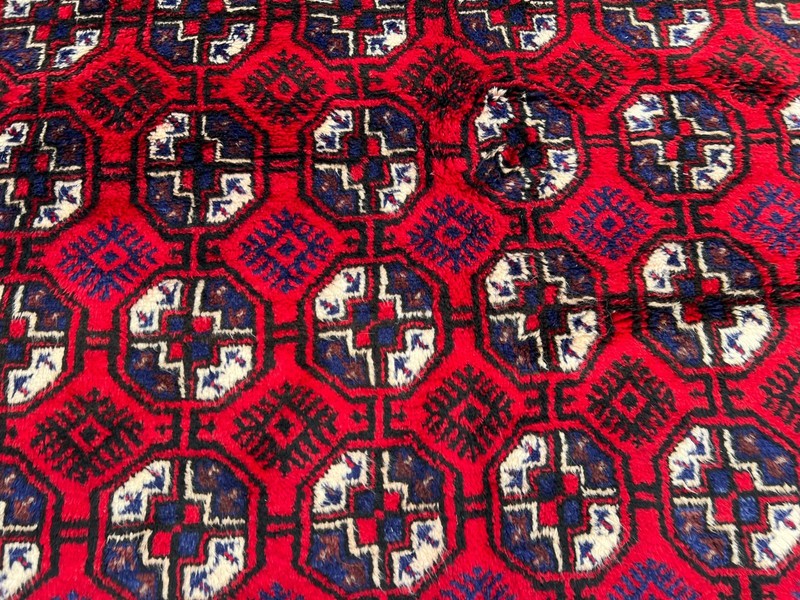 Vintage Afghan Baluchi Rug 5'6 x 9'8 Ft, Hand Knotted Turkmen Ersari Pattern Rug gallery