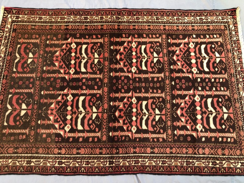 3'1" x 4'8" Afghan Baluchi Rug Hand-Knotted Soft Pile Tribal Geometric Carpet gallery