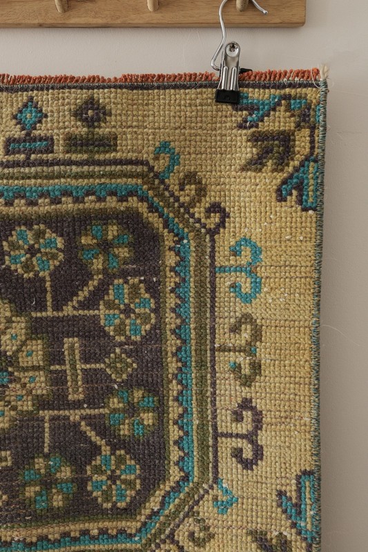 2x9 ft Vintage Turkish Runner Rug Hand Knotted Muted Brown Oushak Runner gallery