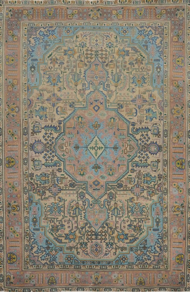 Geometric Wool Traditional Vintage Area Rug 7x10 ft Hand-knotted for Living Room