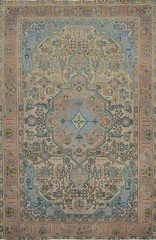 Geometric Wool Traditional Vintage Area Rug 7×10 ft Hand-knotted for Living Room