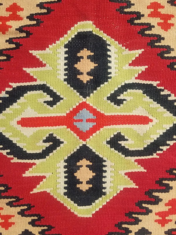 Vintage Traditional Handmade Turkish Flat Weave Wool Multicolor Kilim 7.1x4.11ft gallery