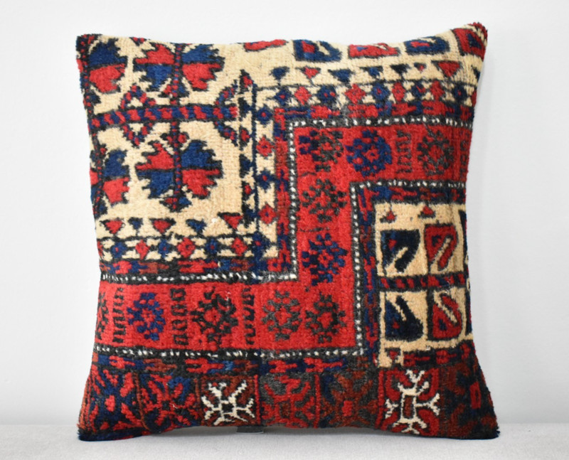 Antique Tribal Pillow Cover Sofa Rug 16'' x 16'' Made Of Antique Cushion Carpet gallery