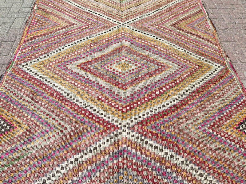 Wool Rugs, Vintage Rug, Area Rug, Turkish Kilim Embroidery Rug 6,08ft X 11,75ft gallery