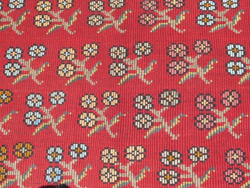 Boho Rug, Area Rugs, Turkish Kilim, Embroidery Rug, Handmade Wool Carpet71"x115" gallery