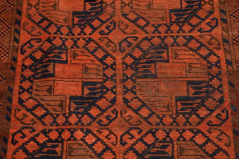 Antique Afghan Ersari Turkoman Hand-Knotted Wool Rug, Gul Design, 45 x 84 inches gallery