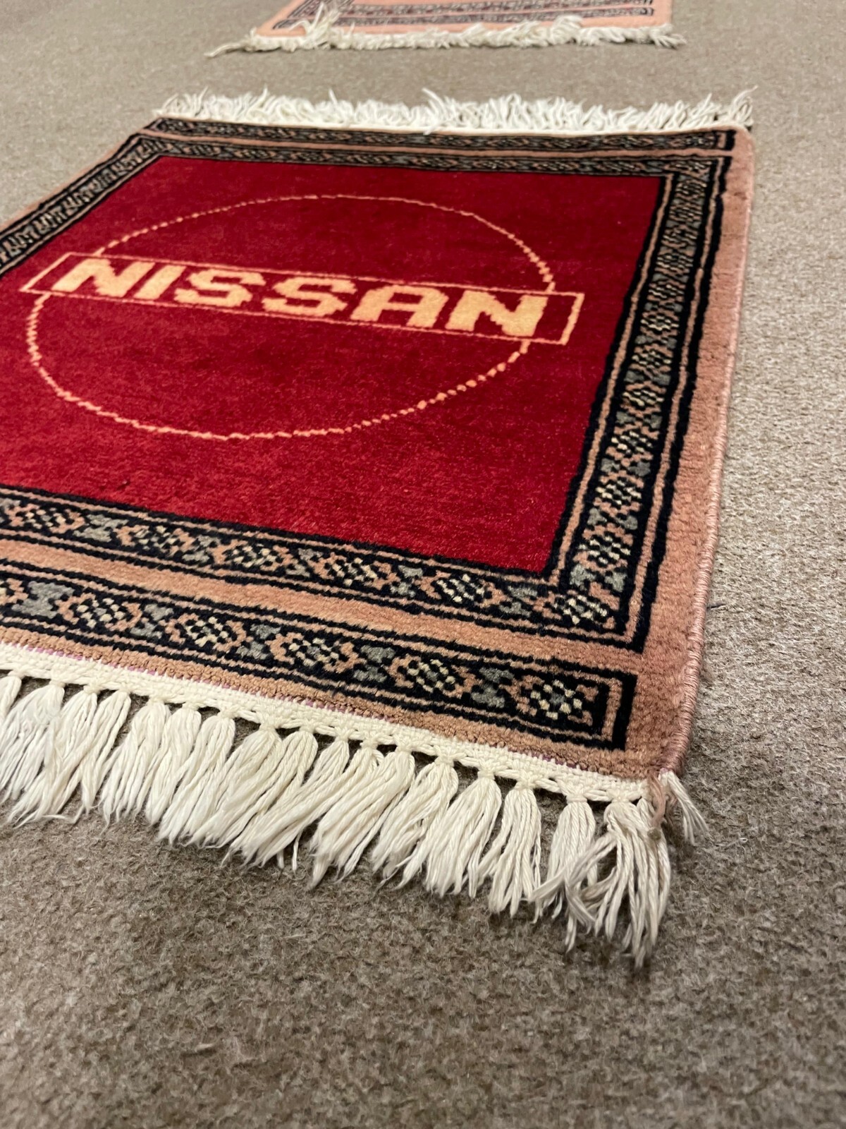 Handmade Nissan Logo Rug 2'x2' – Afghan Mini Carpet | JDM Car Decor | Rare Auto gallery