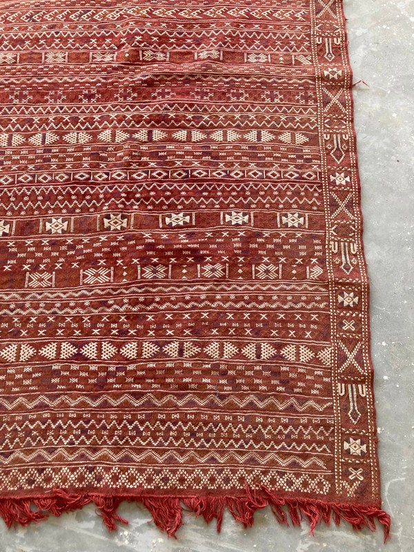 Vintage Traditional Handmade Beautiful Moroccan Kilim Floor Rug Carpet 234x138cm gallery