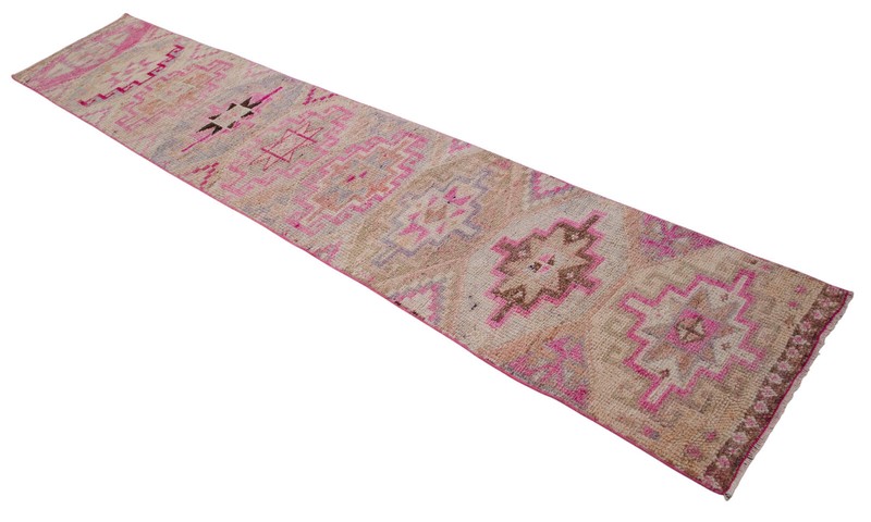 Turkish Runner Rug Hand Made Rug, Tribal Rug, Narrow Runner, PINK Rug 2 x 11 ft gallery