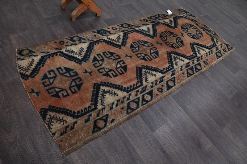 Oushak Turkish Vintage Rug 3x7 Kilim Rug Anatolian Handmade Boho Decor BROWN gallery