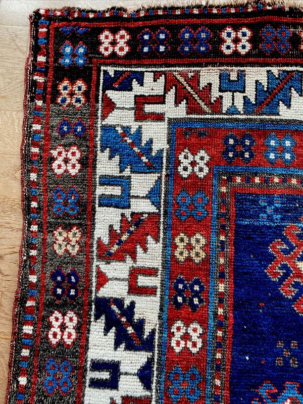Antique 5 X 7 Kazak Caucasian Rug, Circa 1900 Stunning Cobalt Blue Ivory Ruby gallery