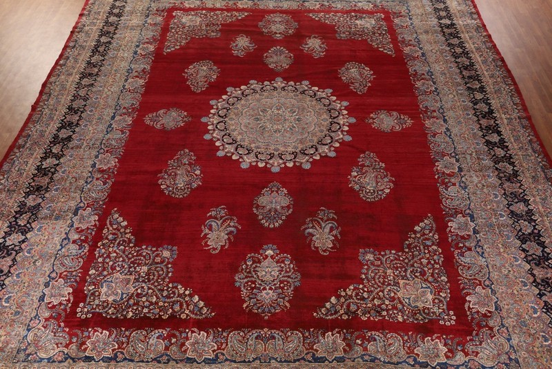 Pre-1900 Hand-made Palace Size Rug 14x19 Vegetable Dye Traditional Antique Rug gallery