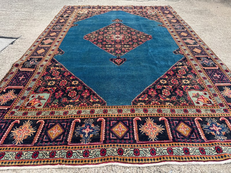 ANTIQUE ORIENTAL RUG BLUE 7x11 VINTAGE handmade handwoven real old 7x10 8x10 ft gallery