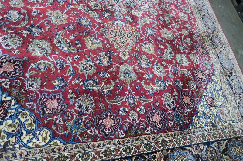 Vintage Hand Knotted Wool + Silk Foundation & Touch Signed Espahan Rug 10'x13' gallery