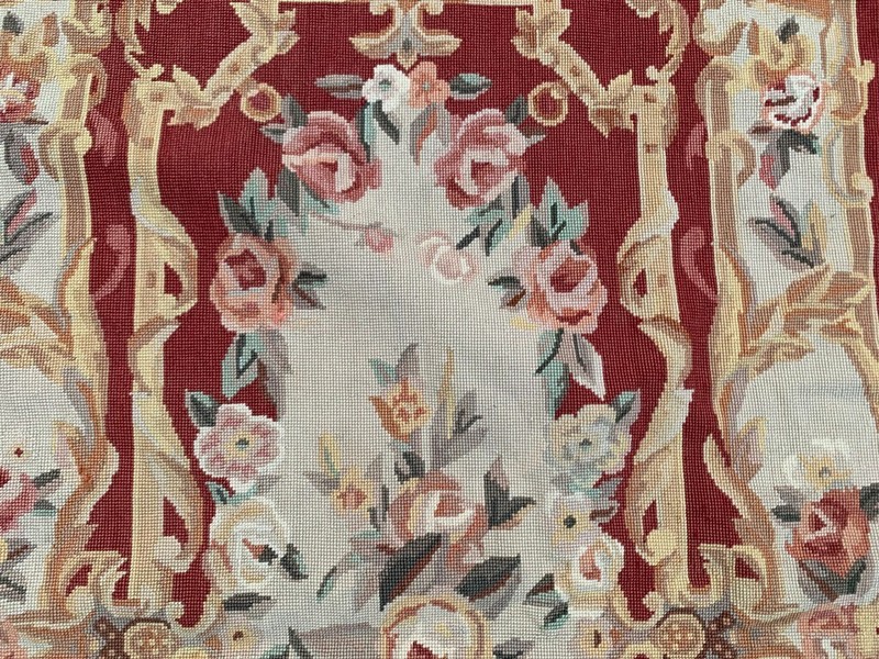Vintage Handmade Aubusson Rug French Style Chain Stitch Needlepoint Rug 3x5 ft gallery