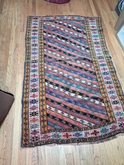 Vintage Caucasian Azerbaijan Wool Area Rug, Hand-Knotted, 3’5×5’8