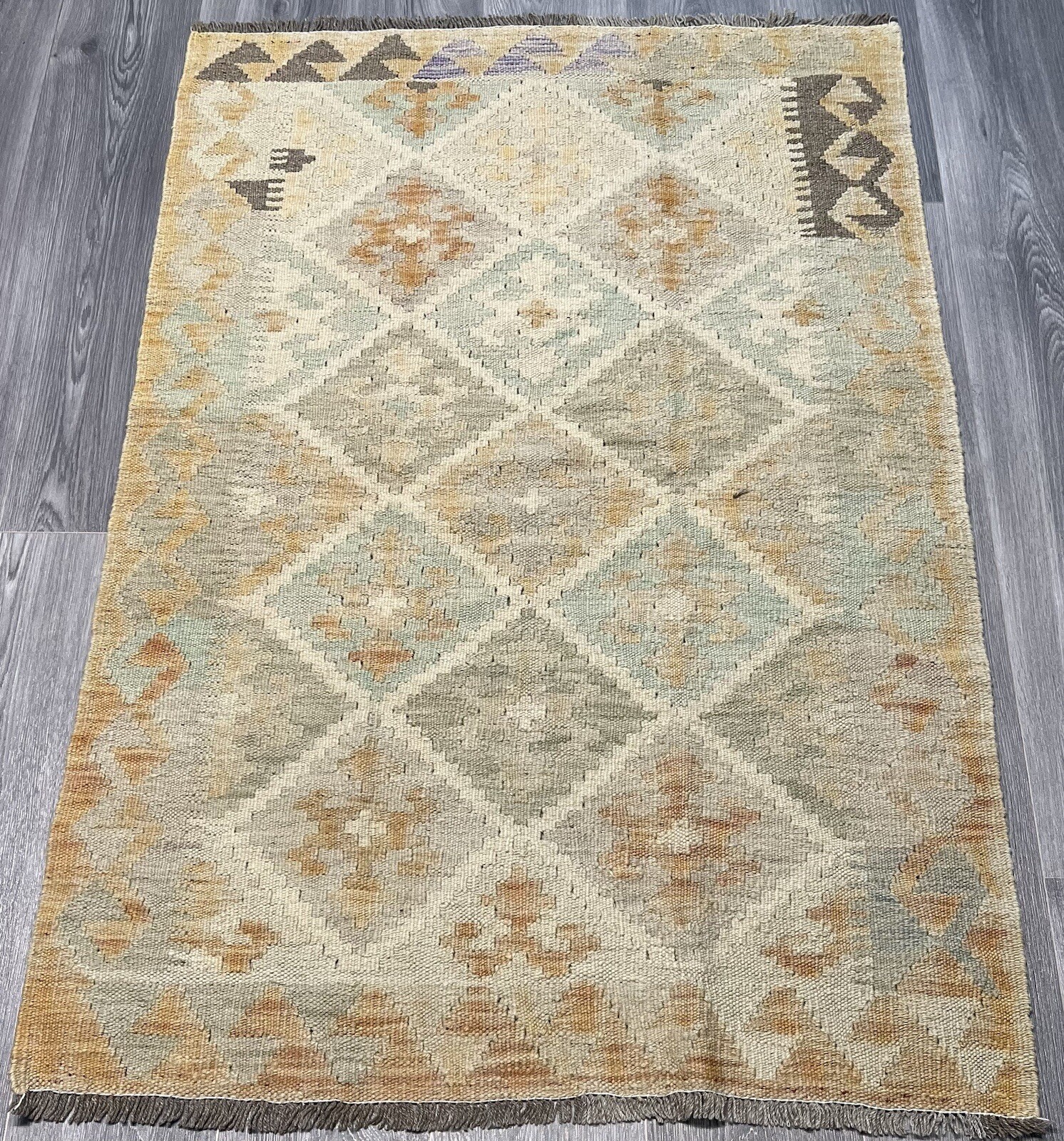 Vintage Kilim Traditional Hand Made Oriental Wool Kilim 5ftx3.2ft 148cmx100cm gallery
