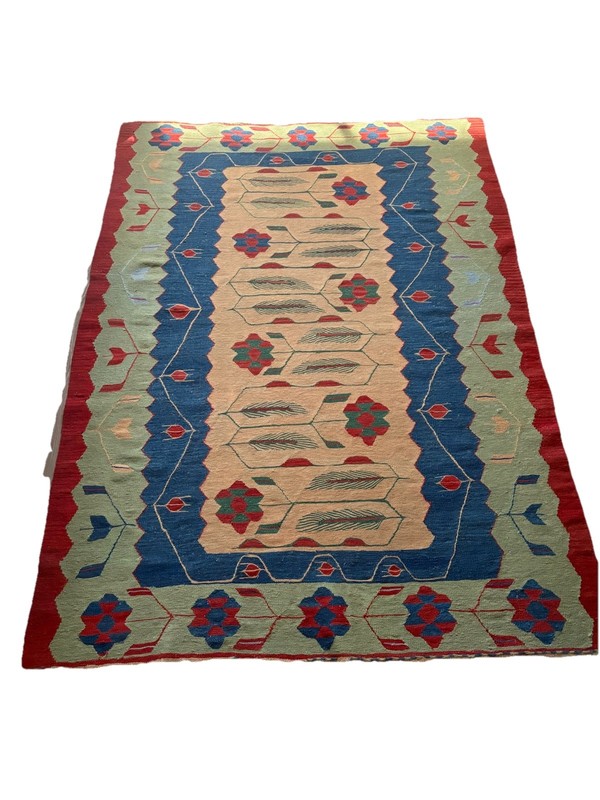Anatolian Pattern Antique Vintage Turkish Large Kilim Rug Carpet 167cm X 236cm gallery